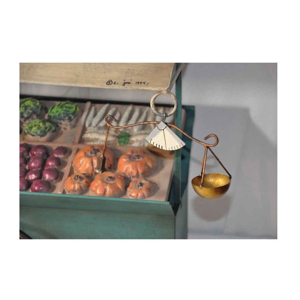 RARE CURTIS JERE' 3D METAL WALL ART STREET VENDOR BIKE CART FRUITS VEGETABLES