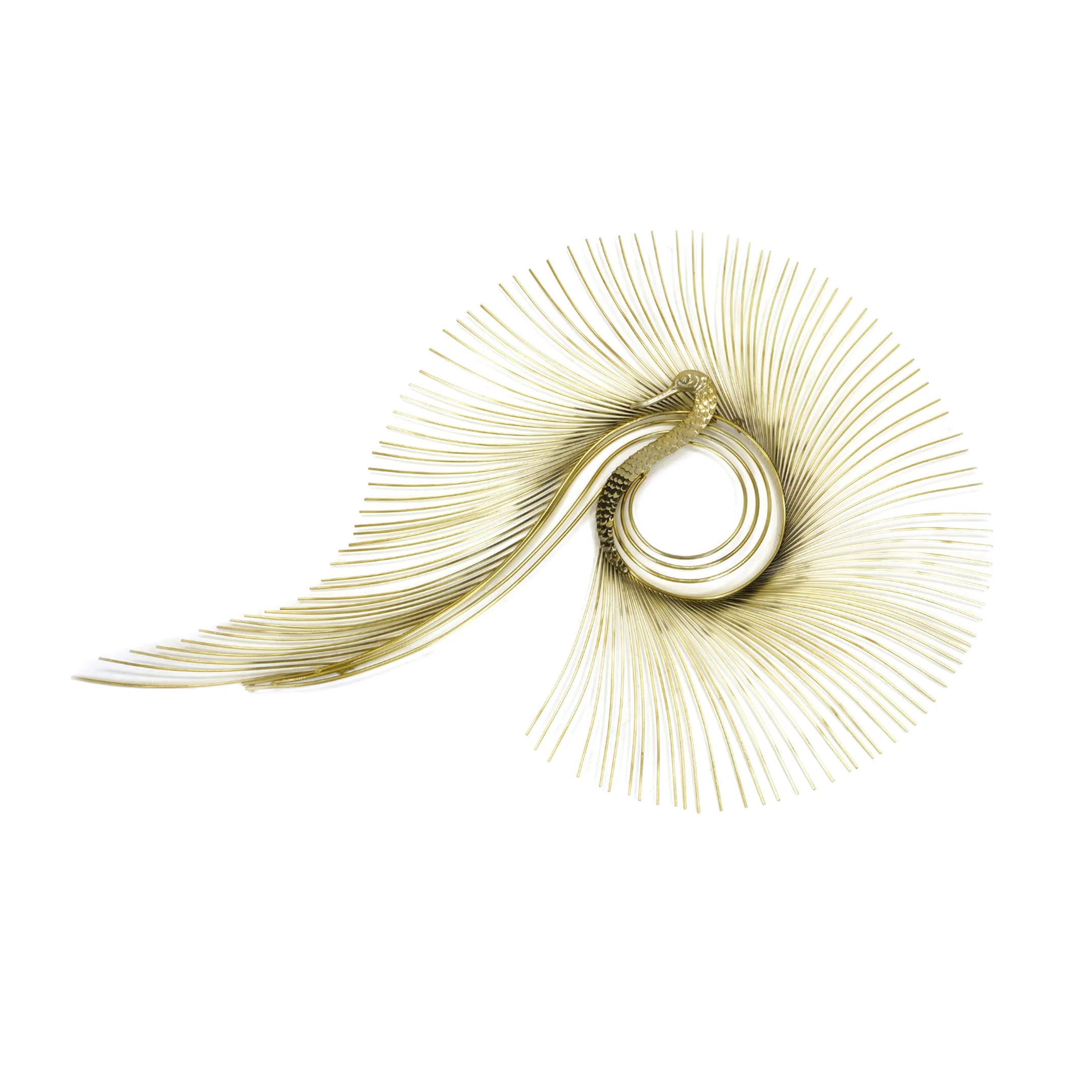 Contemporary Modern Jere Large Brass Peacock Hanging Wall Sculpture 1980s Signed