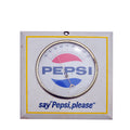 Vintage Enamel Metal Pepsi Thermometer Say Pepsi Please Square 1960s-70s Soda