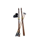 GORGEOUS VINTAGE HICKORY Wooden 75" Skis Has Wood + BROWN Finish + Bamboo Poles + Boots