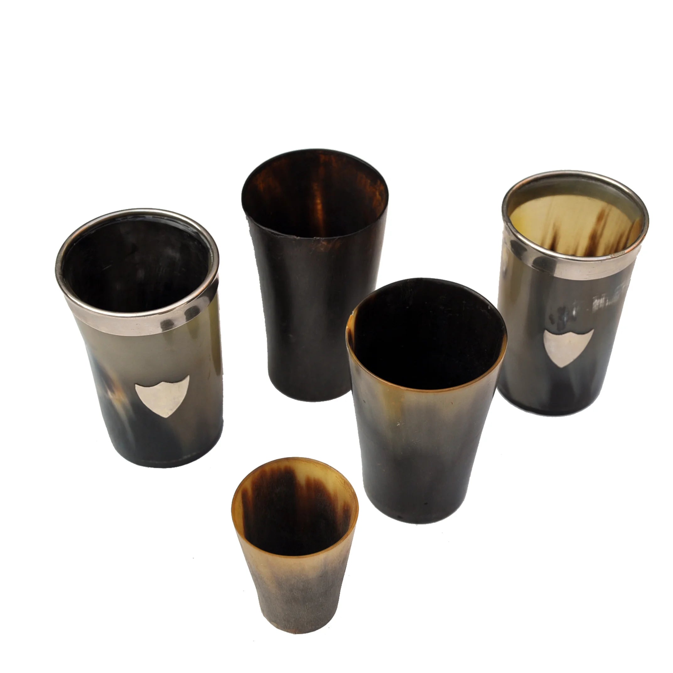5 Stackable CUPS - GRAYISH BUFFALO HORN  DRINKING 5"