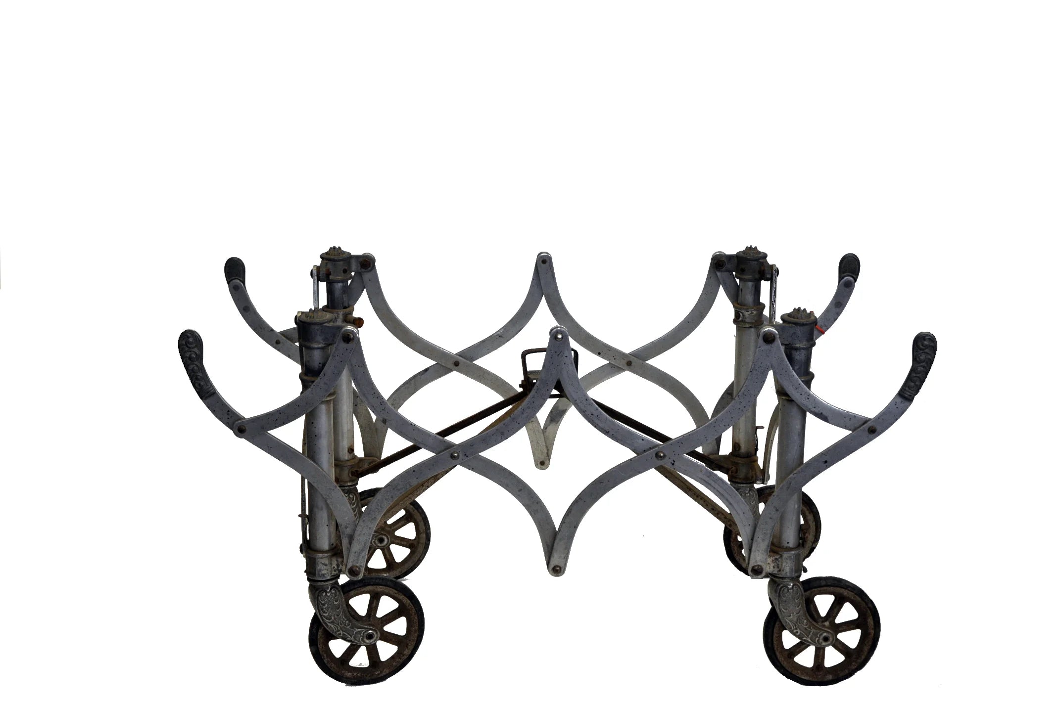 Collapsible Vintage Casket Carrier Stand, Coffee Table Base, Champion Chemical Company