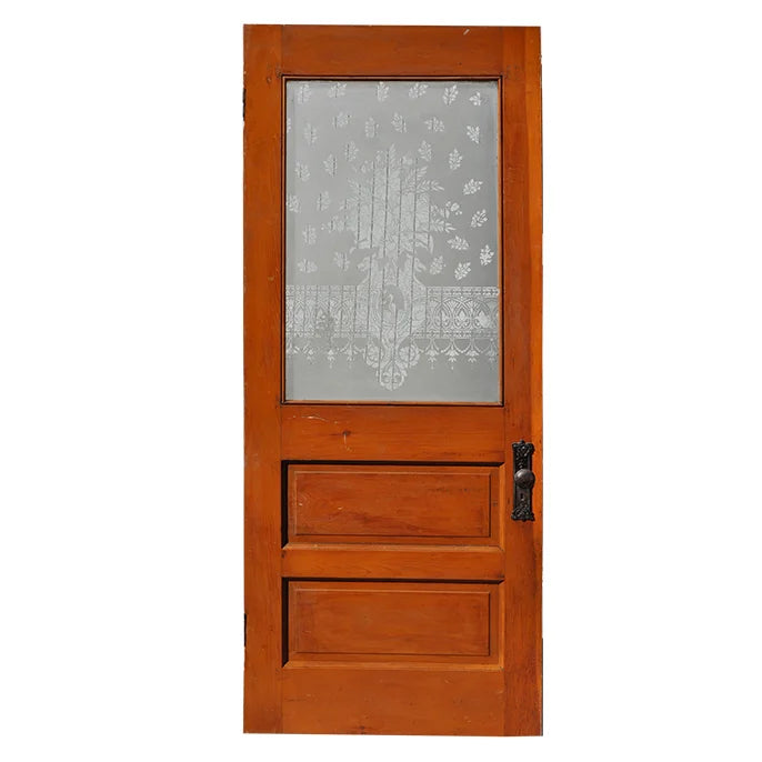 Vintage Victorian Etched Glass Door