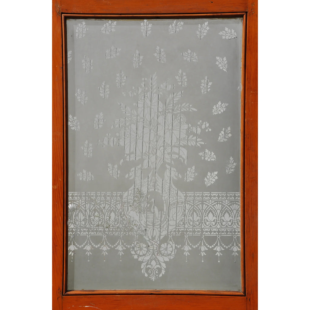 Vintage Victorian Etched Glass Door
