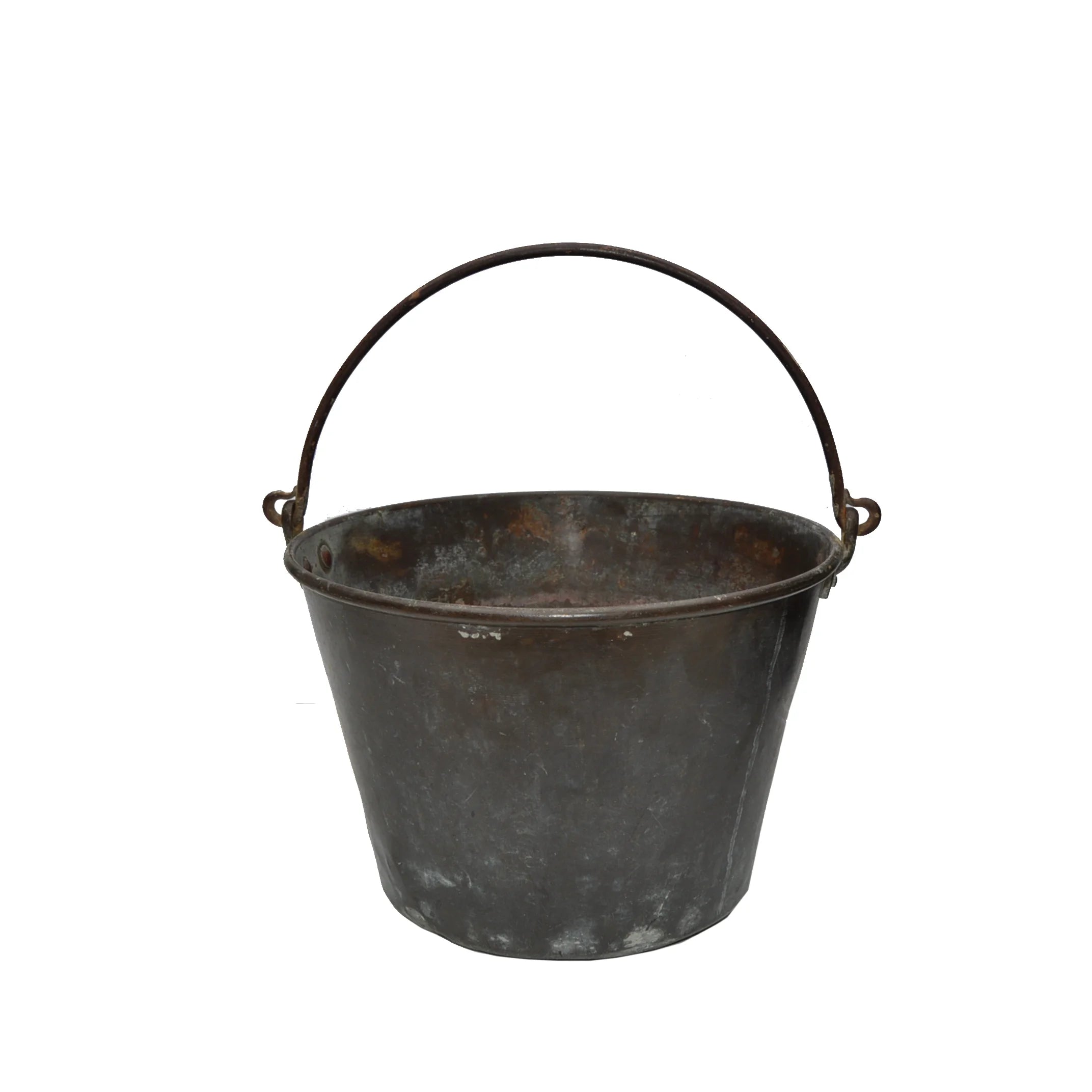 Vintage Antique Copper Milk Bucket Iron Handle Heavy