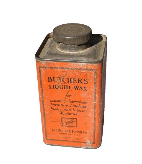 VINTAGE OLD METAL TIN BUTCHER'S WAX BOSTON POLISH