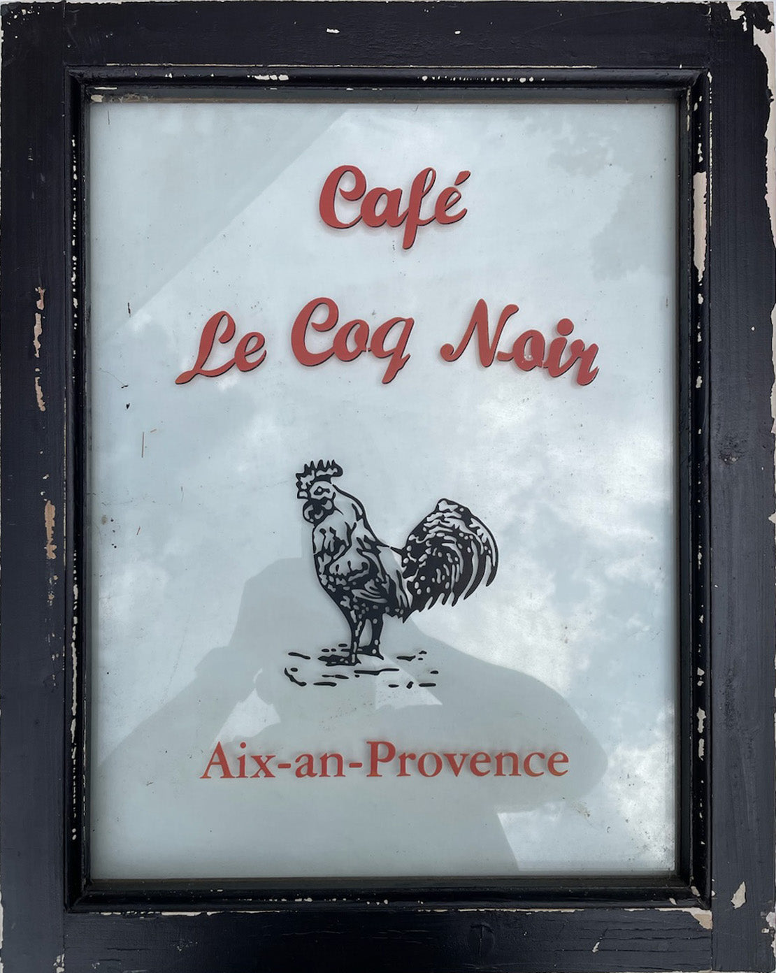 Antique 1910s French Provence Cafe Glass Window Sign