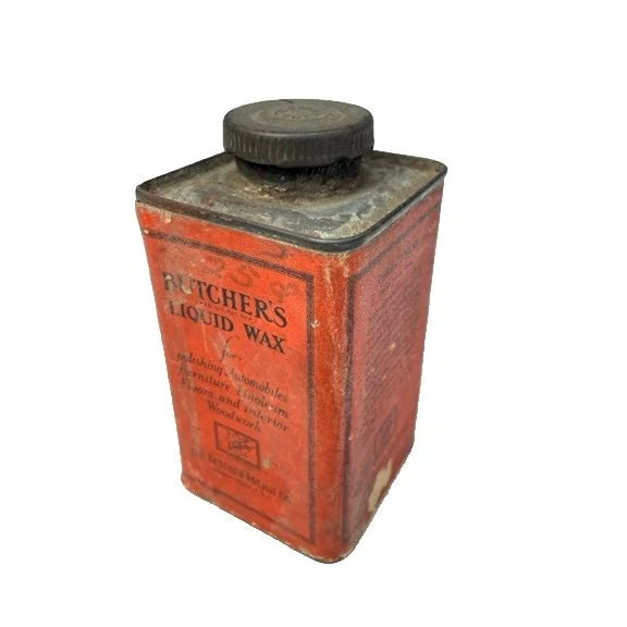 VINTAGE OLD METAL TIN BUTCHER'S WAX BOSTON POLISH