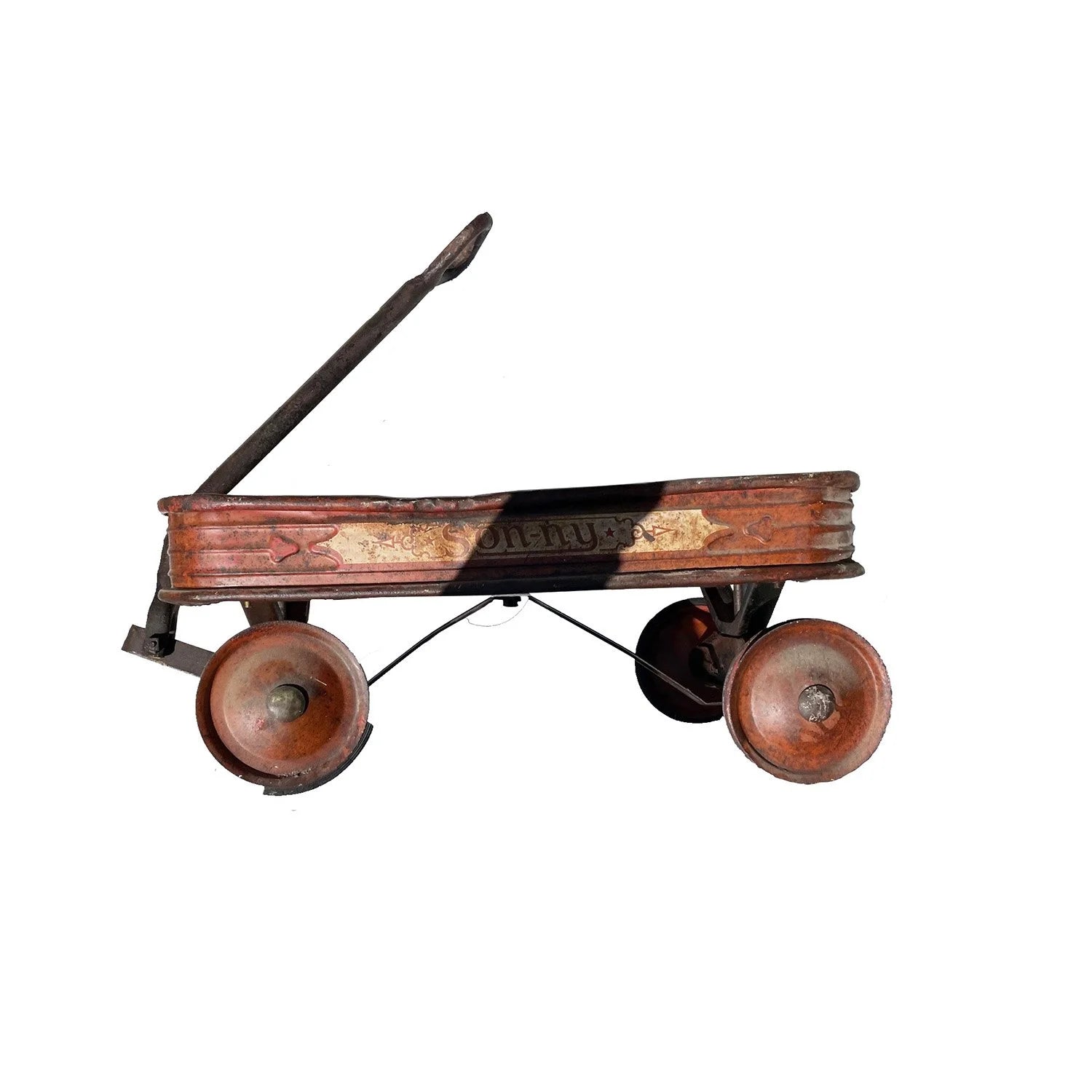 RARE ANTIQUE DAYTON SONNY RED PULL WAGON COASTER 30S PRIMITIVE OLD TOY VINTAGE